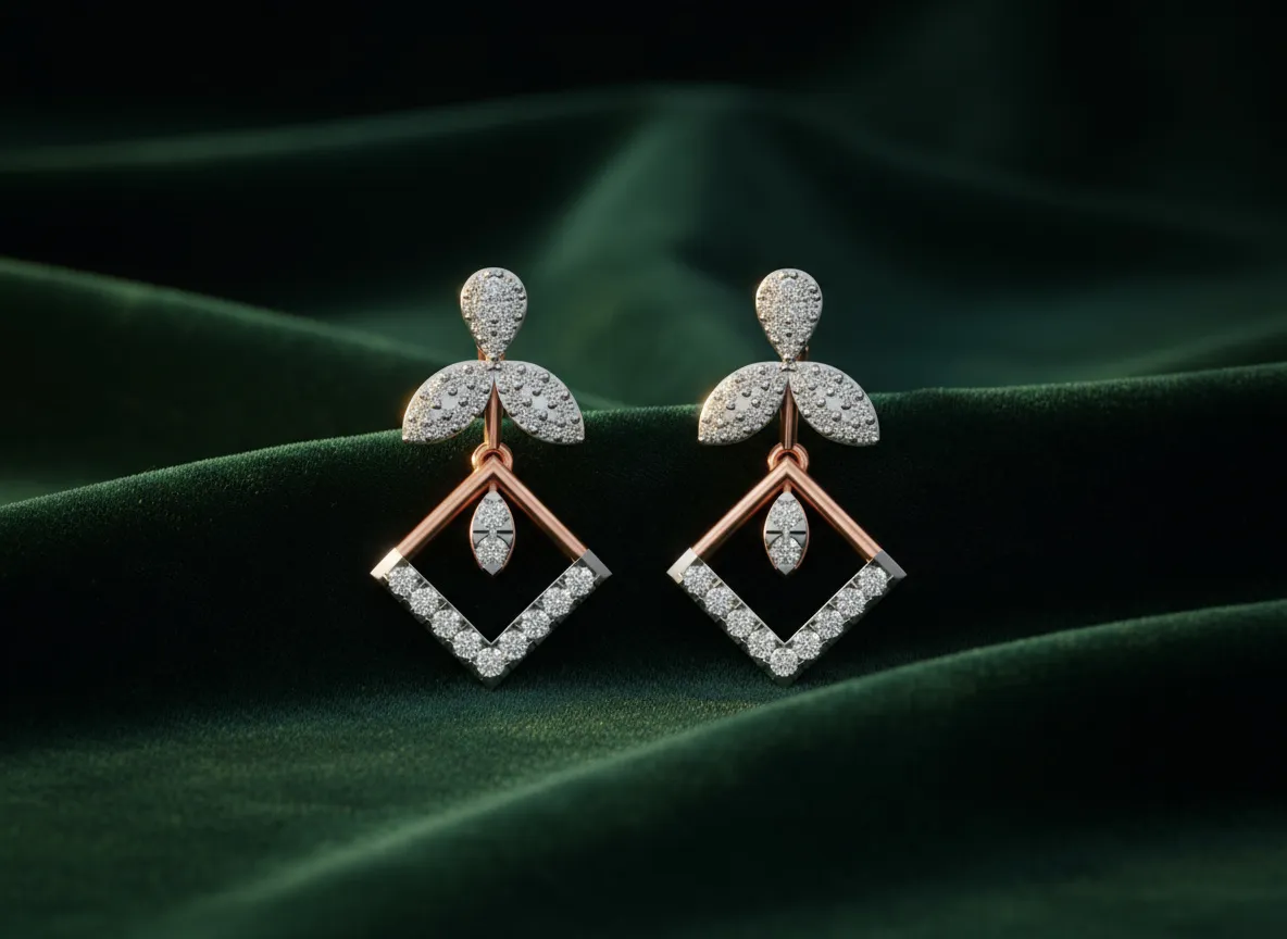 FloraVue Diamond Geometric Drop Earrings