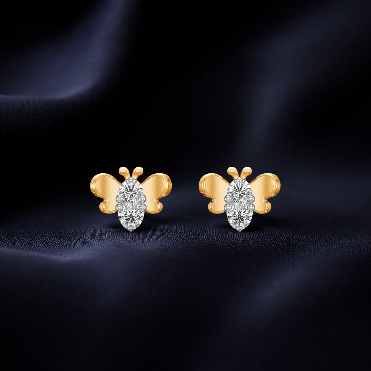 Golden Flutter Diamond Studs