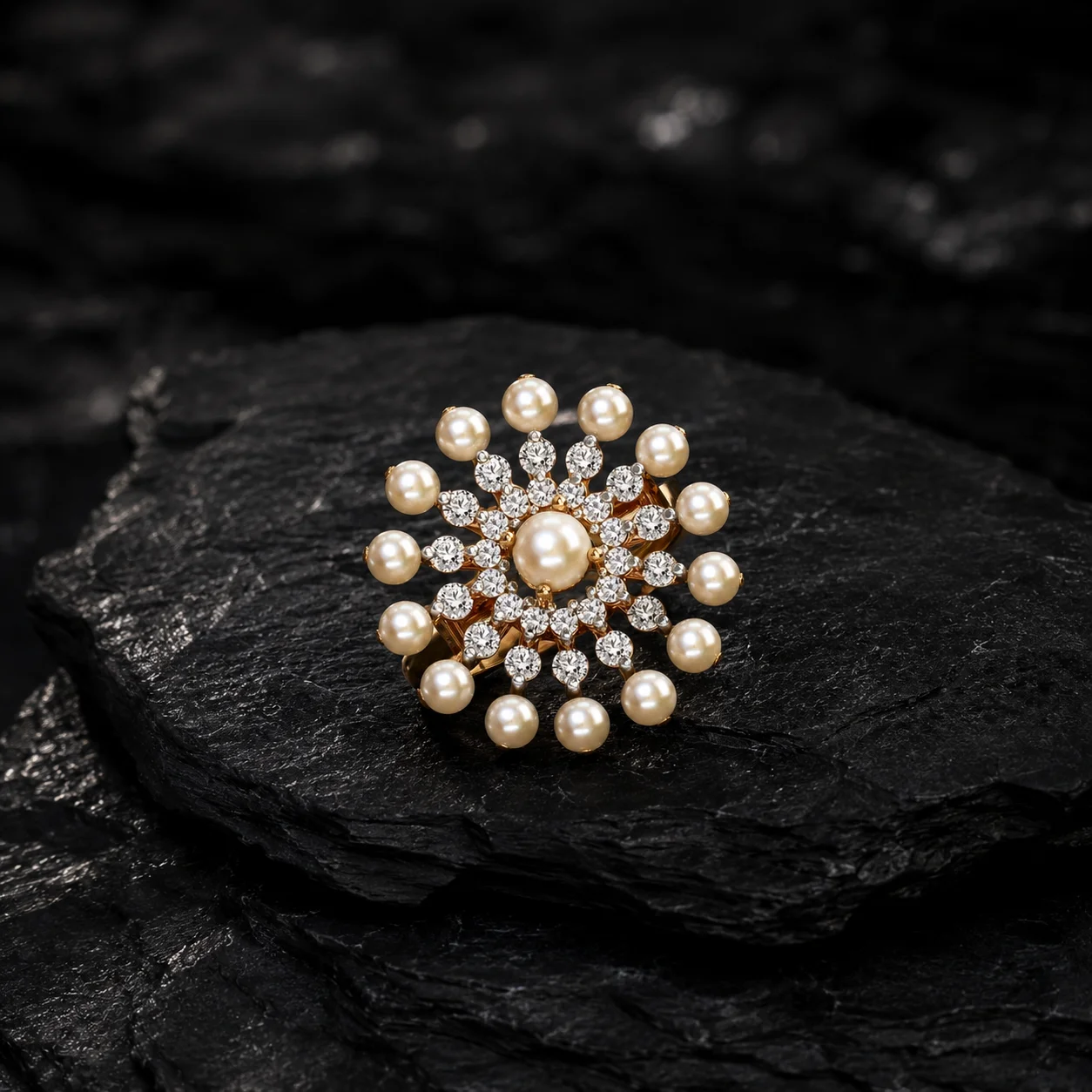 Pearl Blossom Diamond Ring