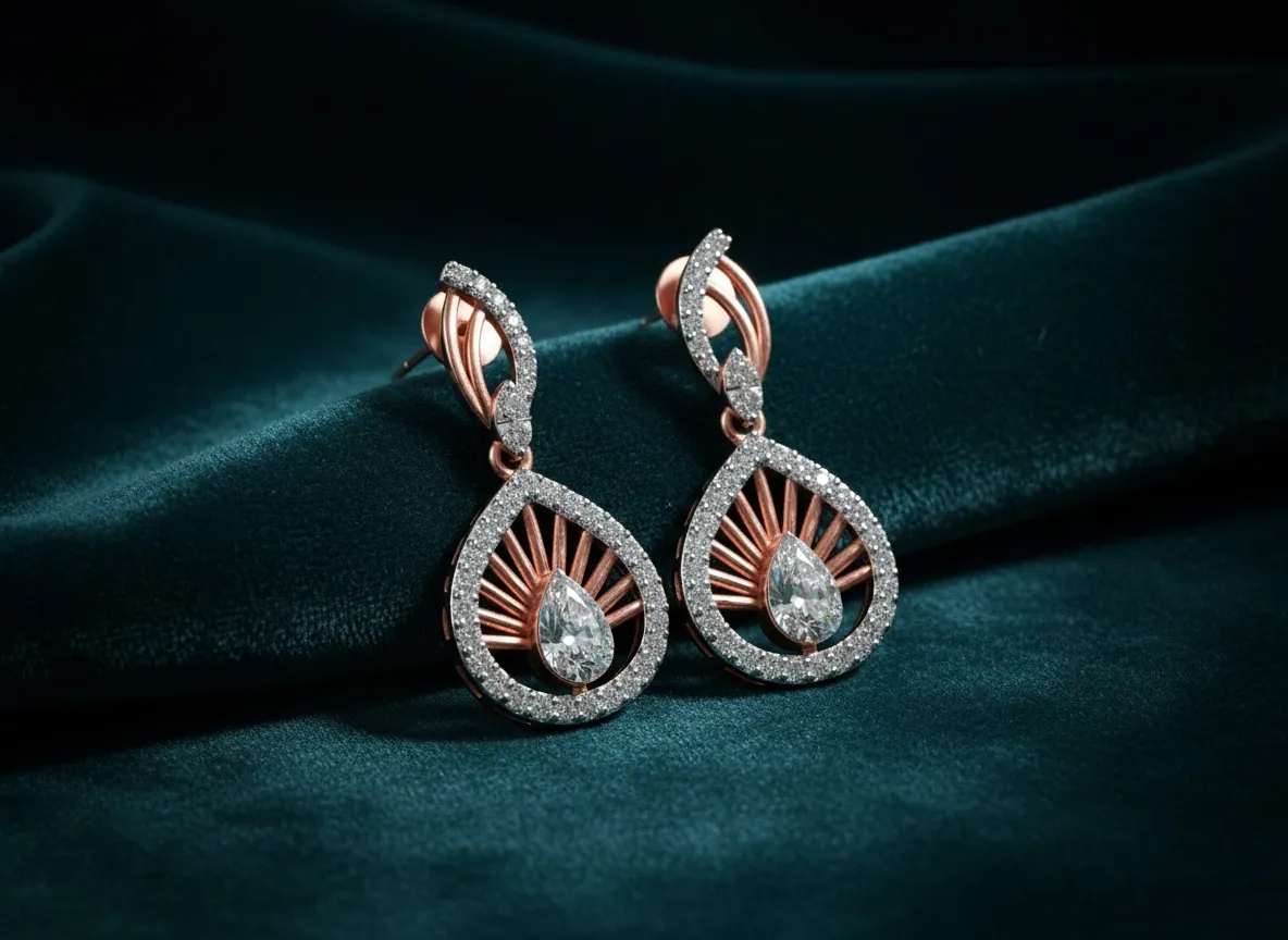 Radiant Crest Diamond Drop Earrings
