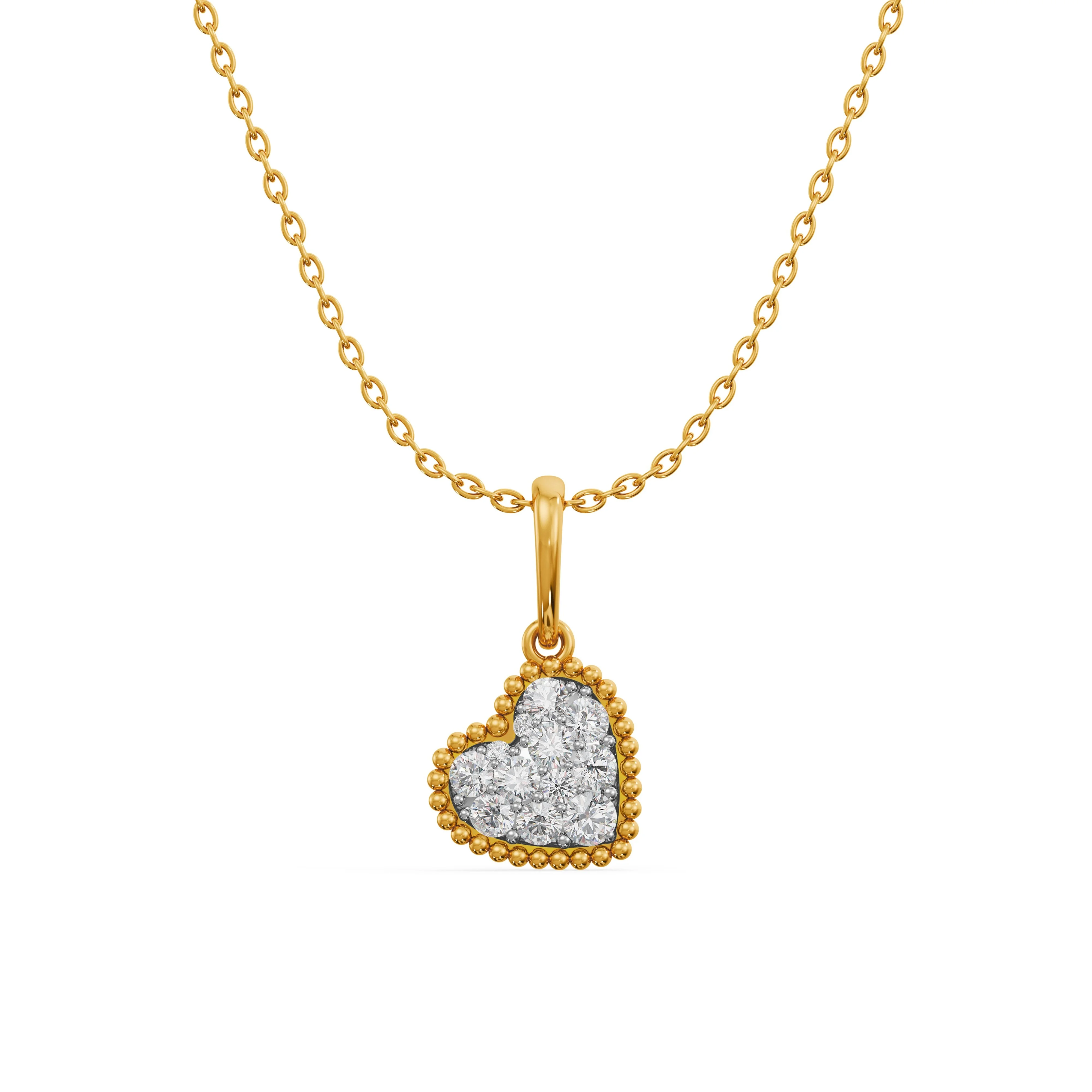 Beaded Heart Diamond Pendant
