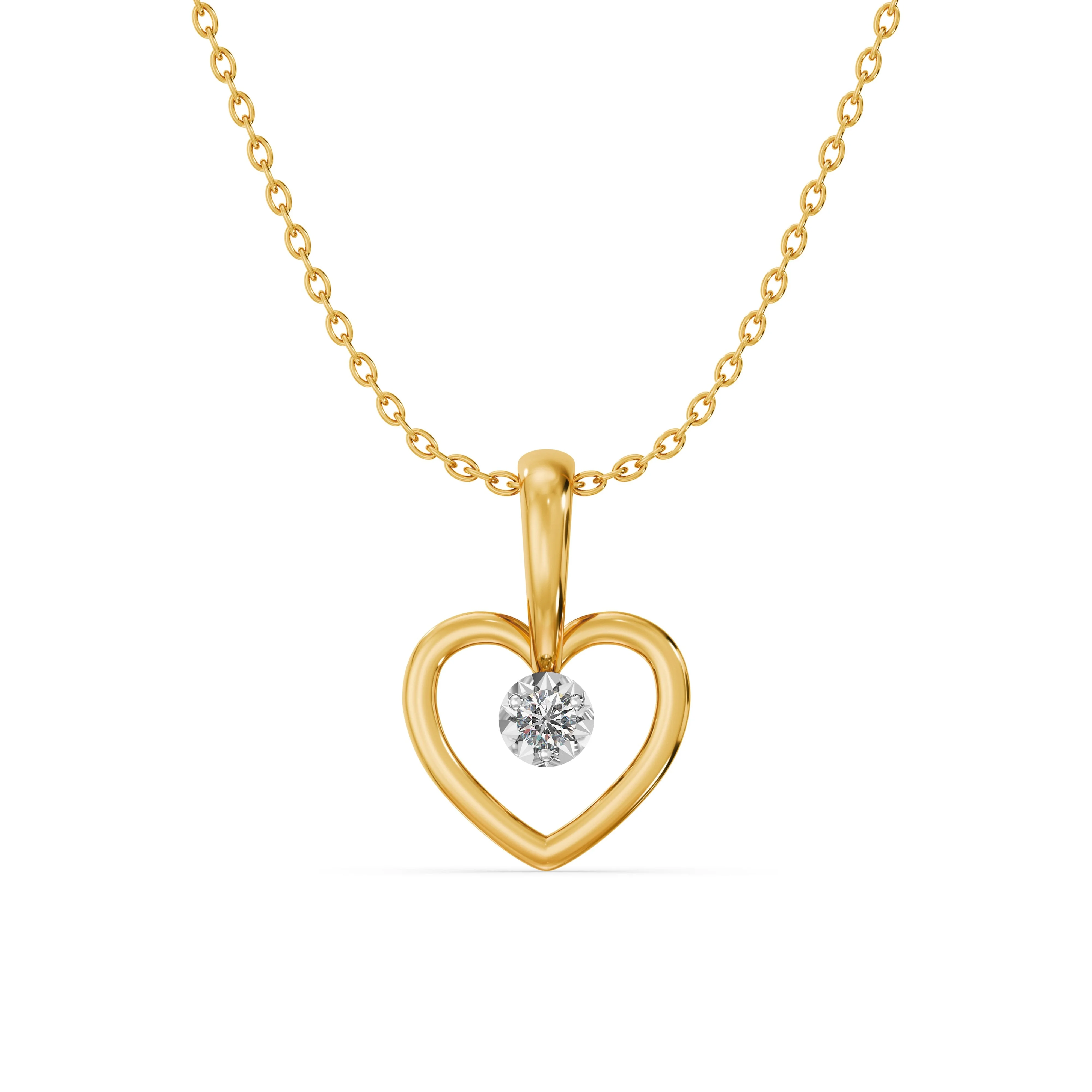 Floating Heart Diamond Pendant